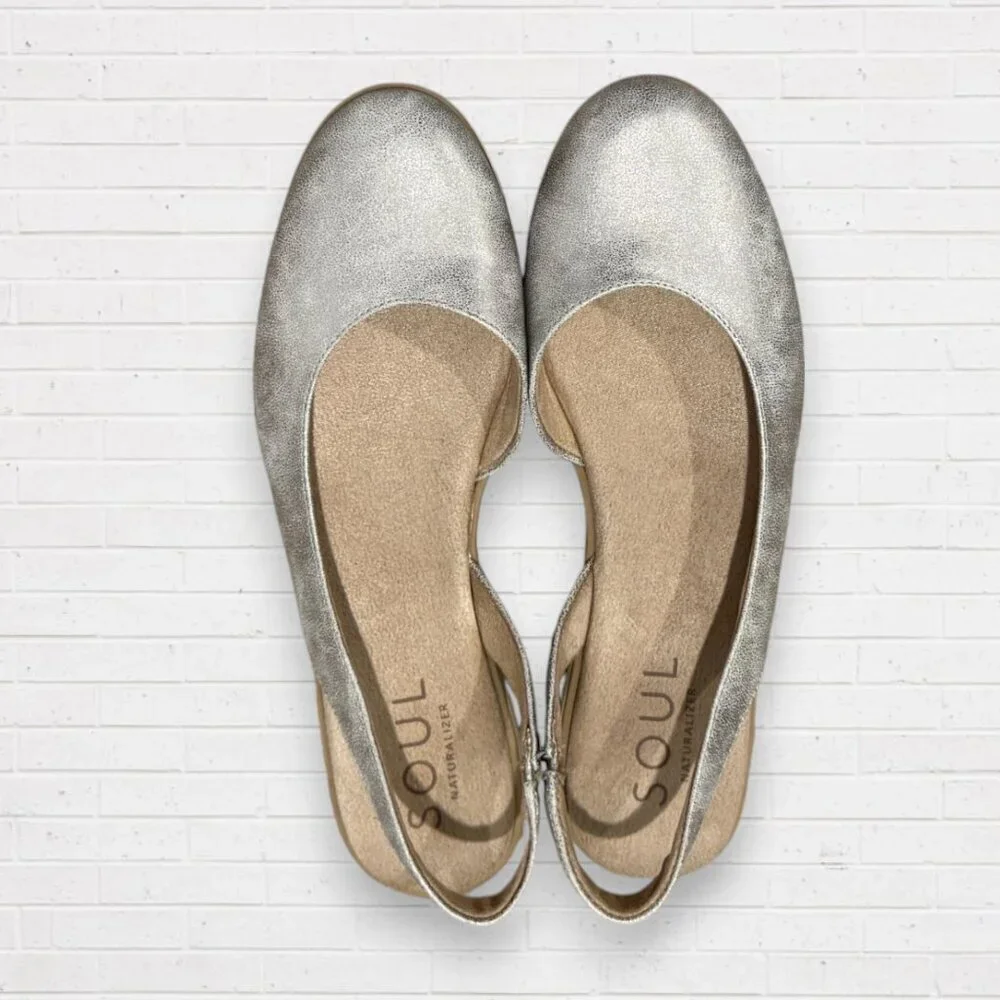 NATURALIZER Soul Idea Dorsey Metallic Slingback Ballet Comfort Flats Women's 9